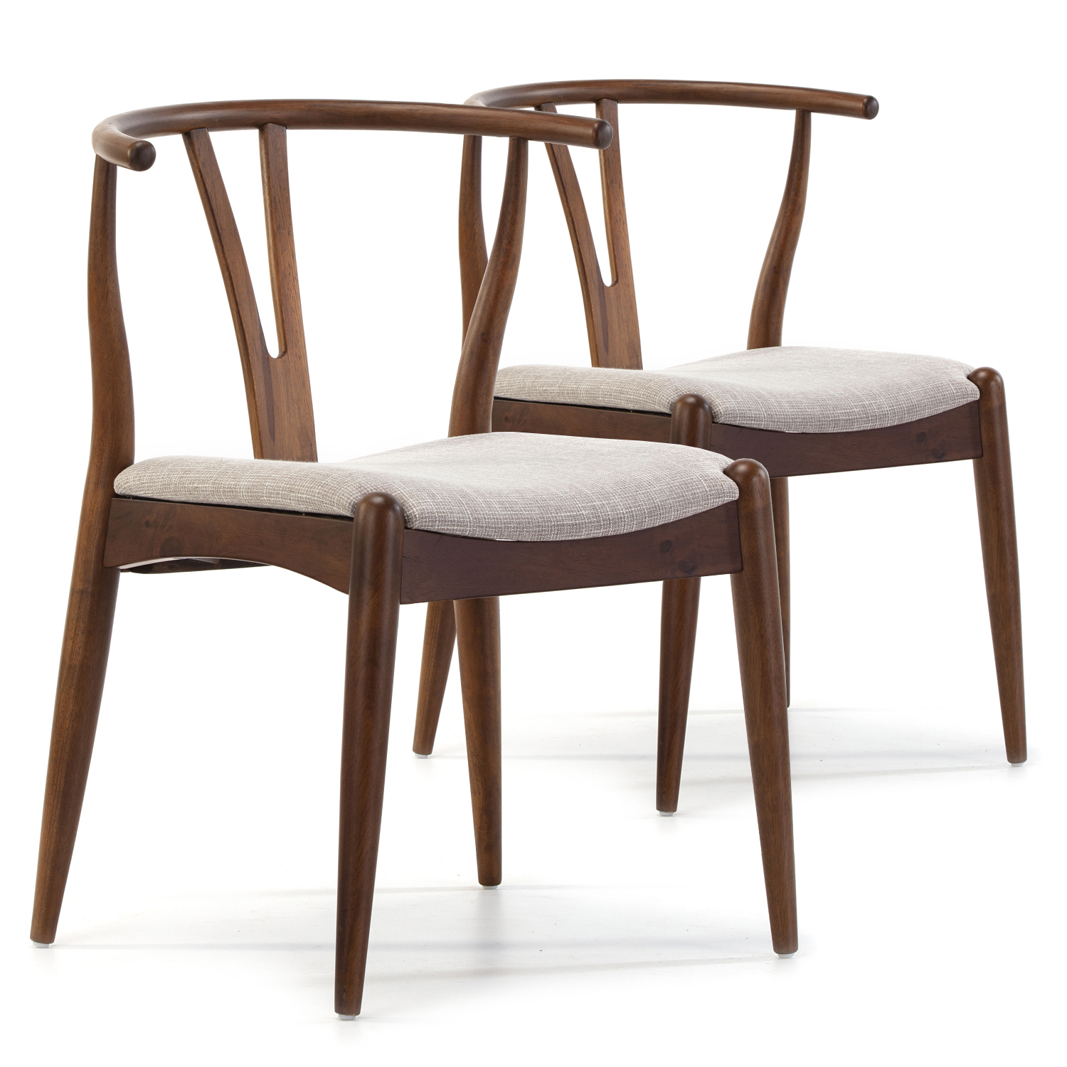 VS Venta-Stock Pack 2 sillas Rustic Color Nogal, Madera Maciza, 55 x 54,5 x 76 cm