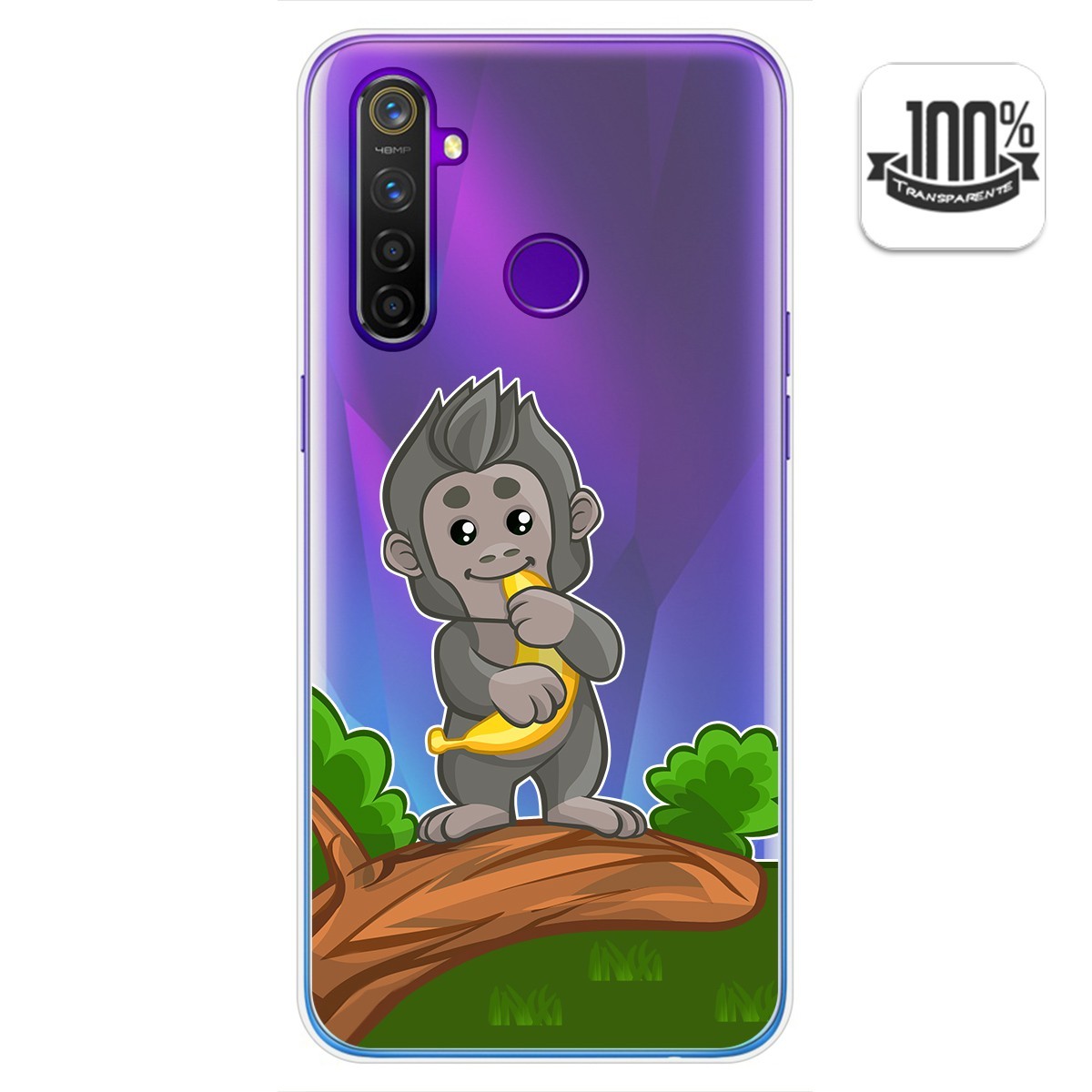 Tumundosmartphone Funda Gel Transparente para Realme 5 Pro diseño Mono Dibujos