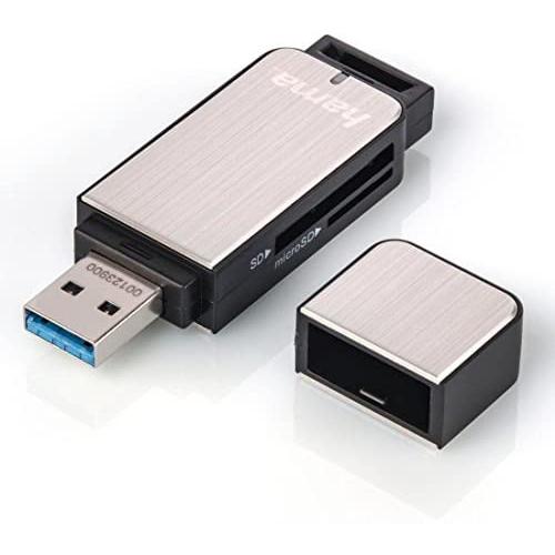 Hama - Lector de Tarjetas Externo (SD, MicroSD, USB 3.0), Color Negro