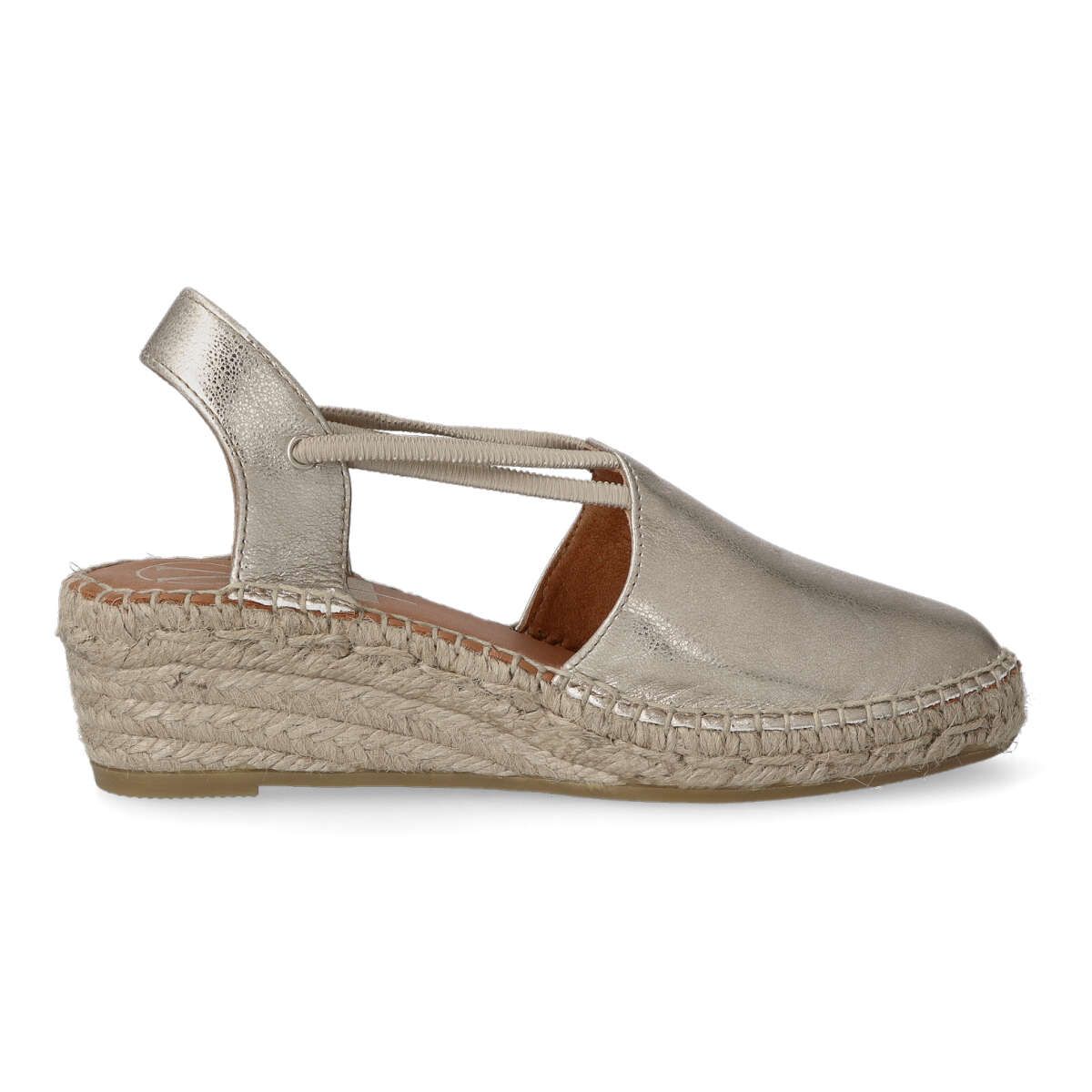 Viguera - Sandalias alpargata de piel para mujer con elásticos ajustables, suela de yute y cuña de 5 cm, color blanco