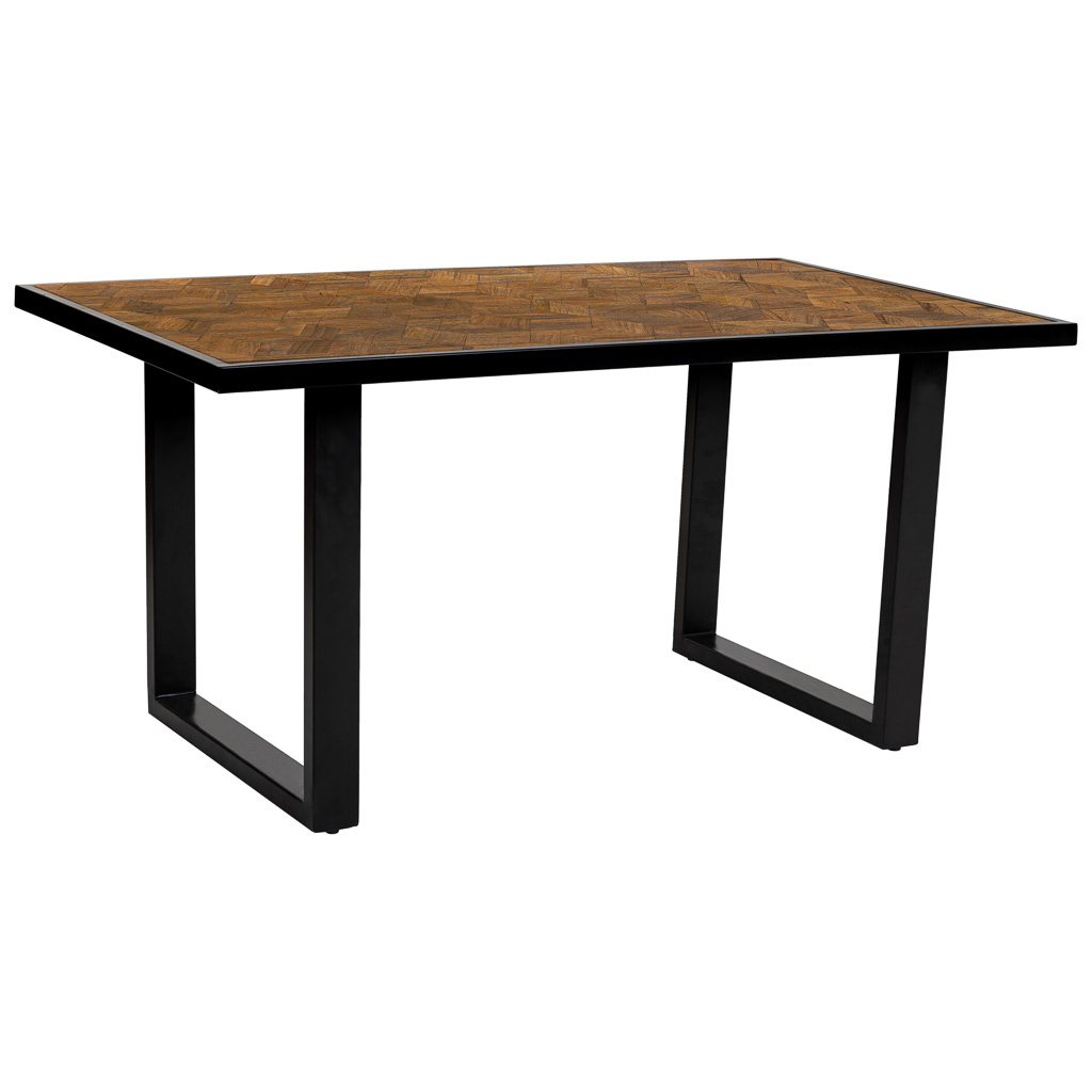 Wonderlust Deco - Mesa de comedor parquetado de madera de mango/dm  160x90x76 Marrón 160x90x76h cm