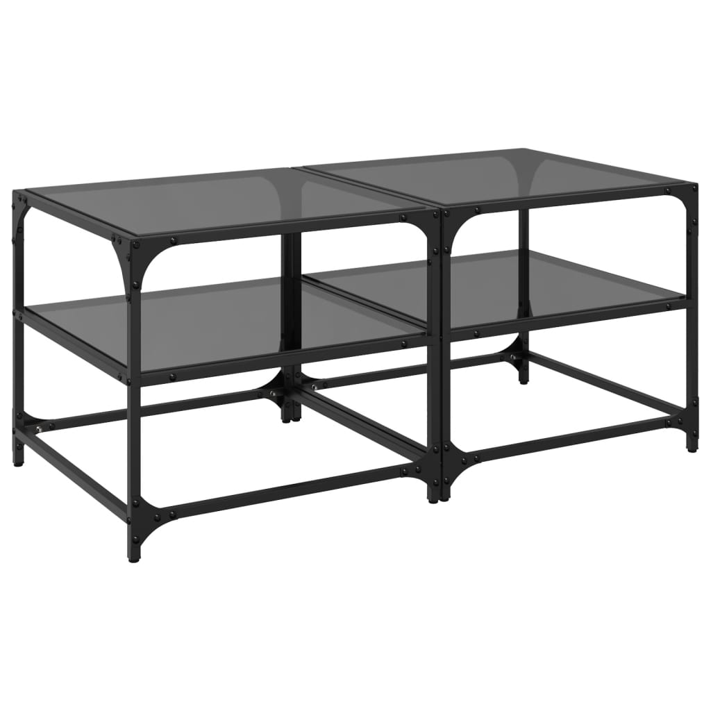 Vidaxl Mesa de Centro Vidrio Acero 50x50x45 Cm Transparente 2 Uds