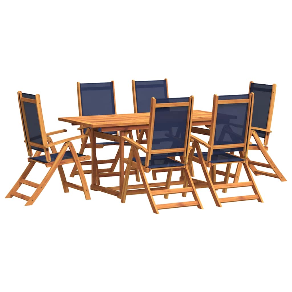 vidaXL Juego comedor de jardín 7 pzas madera maciza acacia y textileno