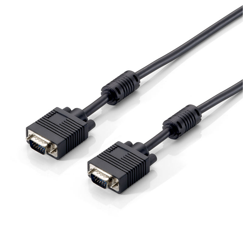 Equip Cable VGA Macho/Macho 10M - Conexiones Macho/Macho - Tornillos Moleteados - Granos de Ferrita