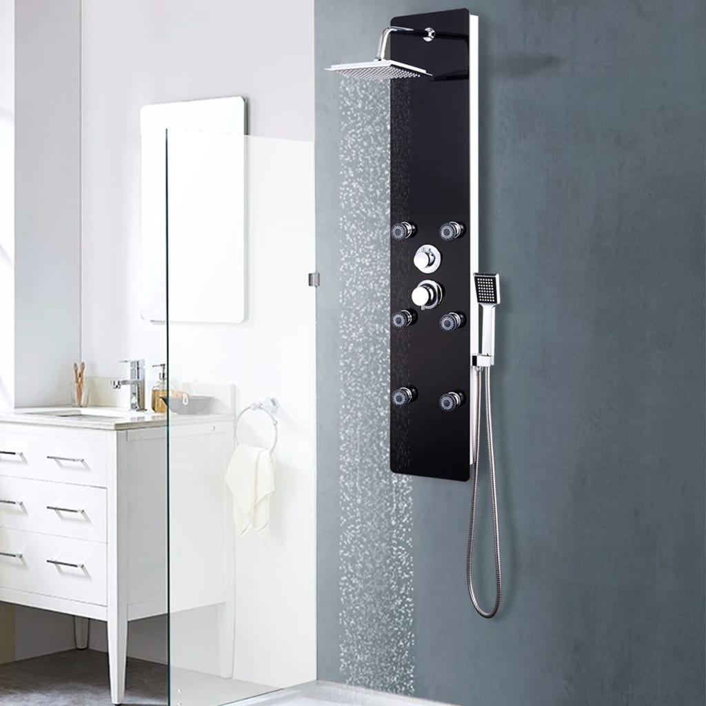 vidaXL Panel Ducha Acero Inoxidable y Cristal 25x44,6x130 cm Baño Aseo Color Blanco,  Negro, y mas