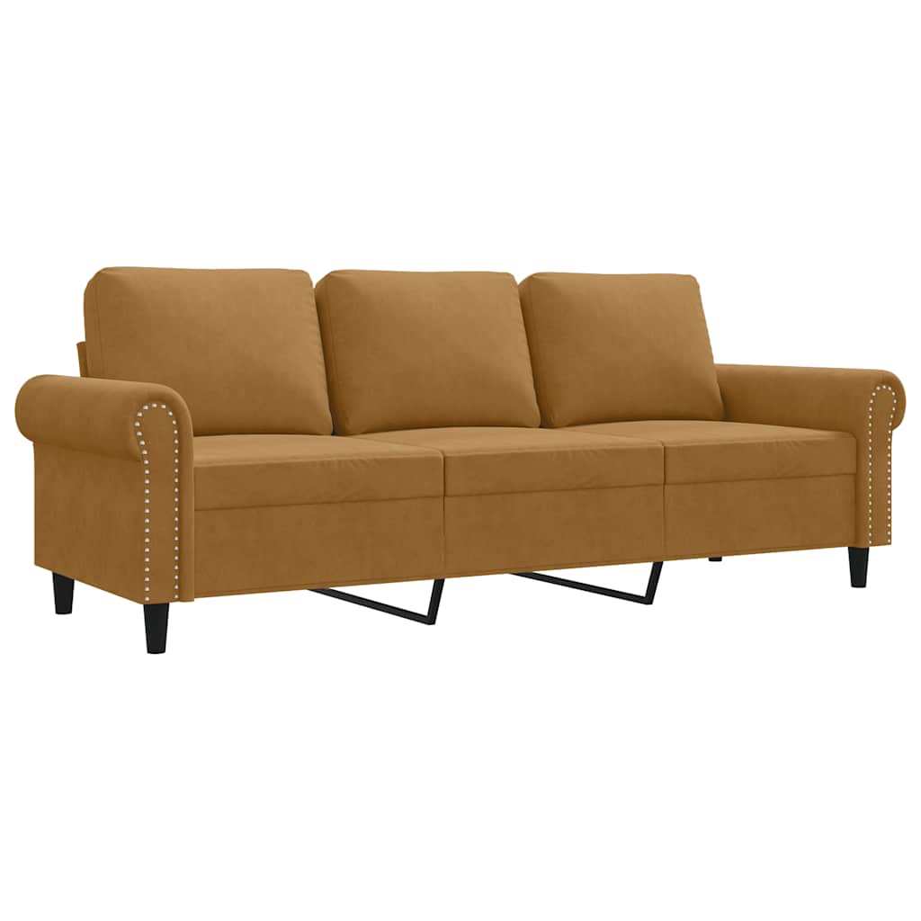 vidaXL Sofá de 3 plazas terciopelo marrón 180 cm