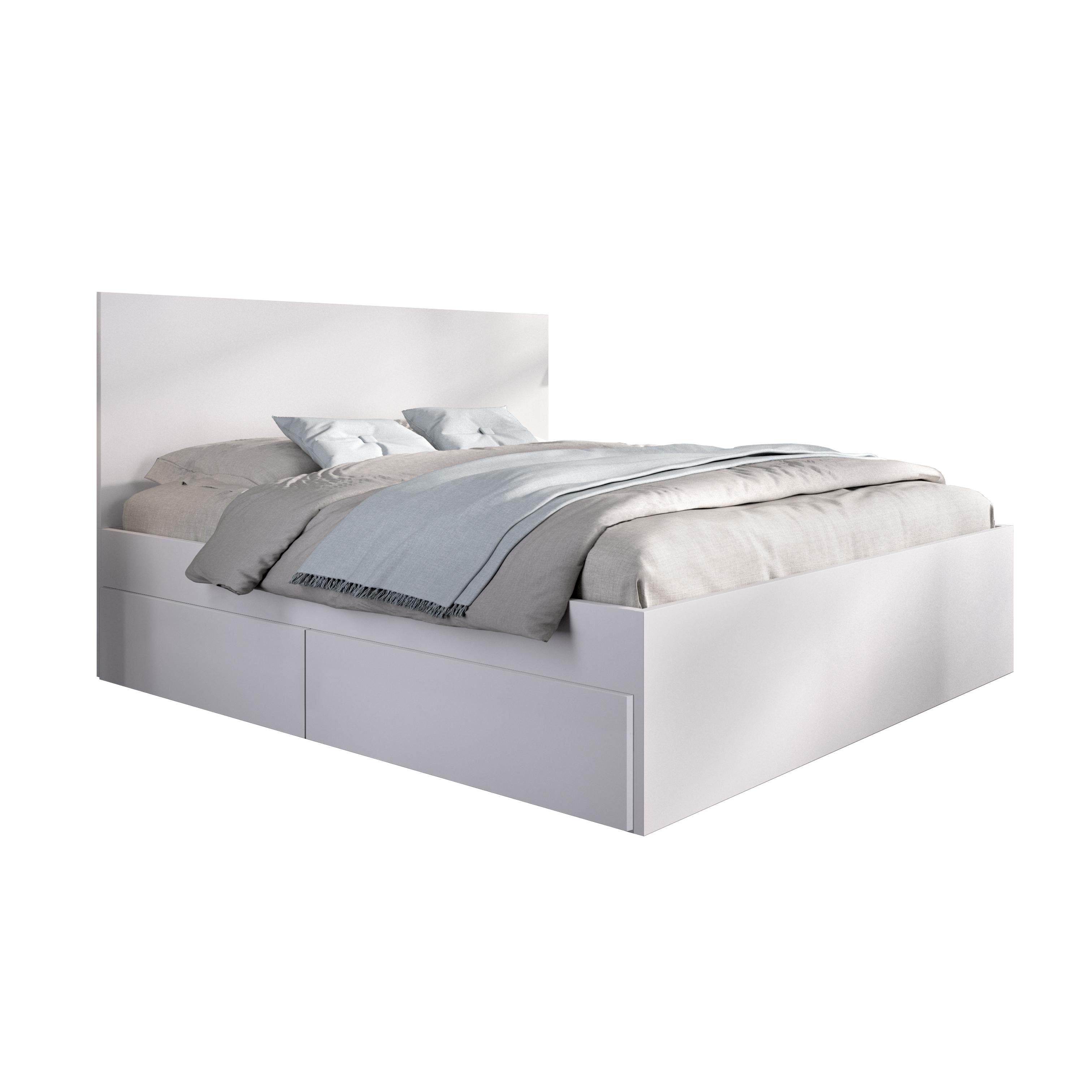 DEKIT GRUPO RIMOBEL LAGO - CAMA PARA DORMITORIO 135/140X190 CON 4 CAJONES - BLANCO - 100 x 145.4 x 195