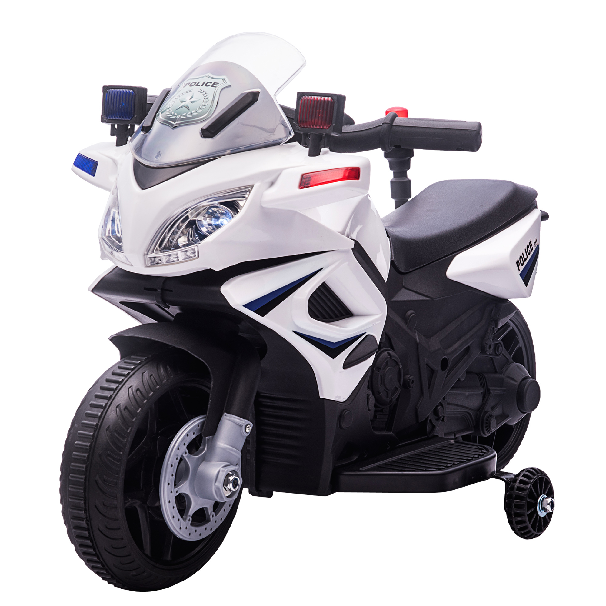 HOMCOM Moto Eléctrica para Niños +18 Meses Triciclo Infantil con 3 Ruedas a  Batería con Bocina Luces y Baúl 87x46x54 cm Blanco