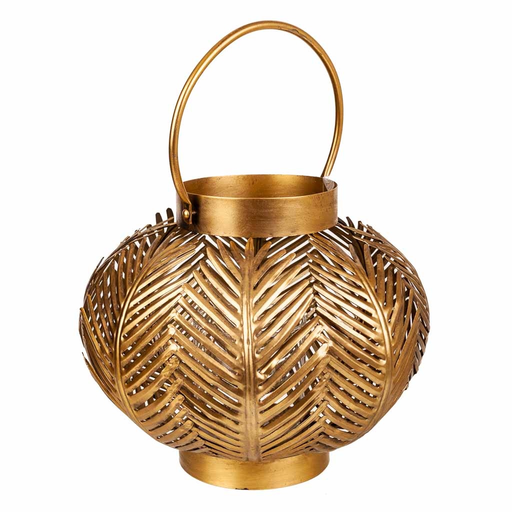 Wonderlust Deco - Portavelas de metal dorado 34x34x27 Dorado 34x34x27h cm