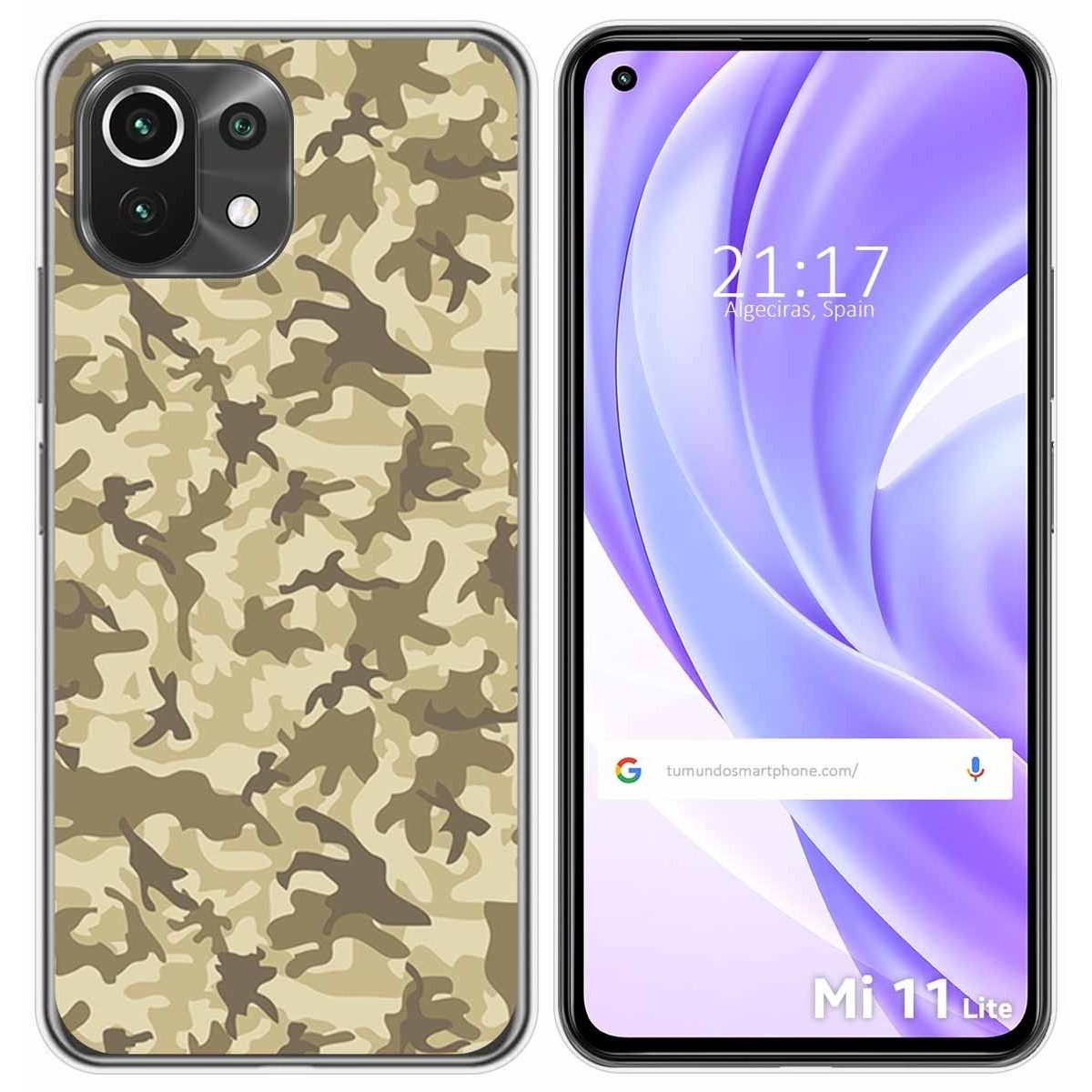 Tumundosmartphone Funda Gel Tpu para Xiaomi Mi 11 Lite 4G / 5G / 5G NE diseño Sand Camuflaje Dibujos