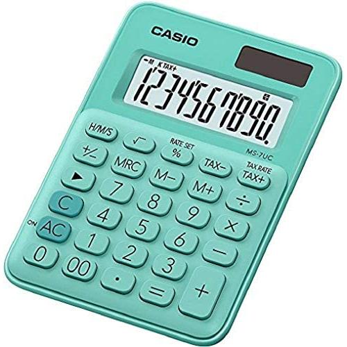 Casio MS-7UC - Calculadora (Escritorio, Pantalla de calculadora, 10 dígitos, 1 líneas, Batería, Verde)