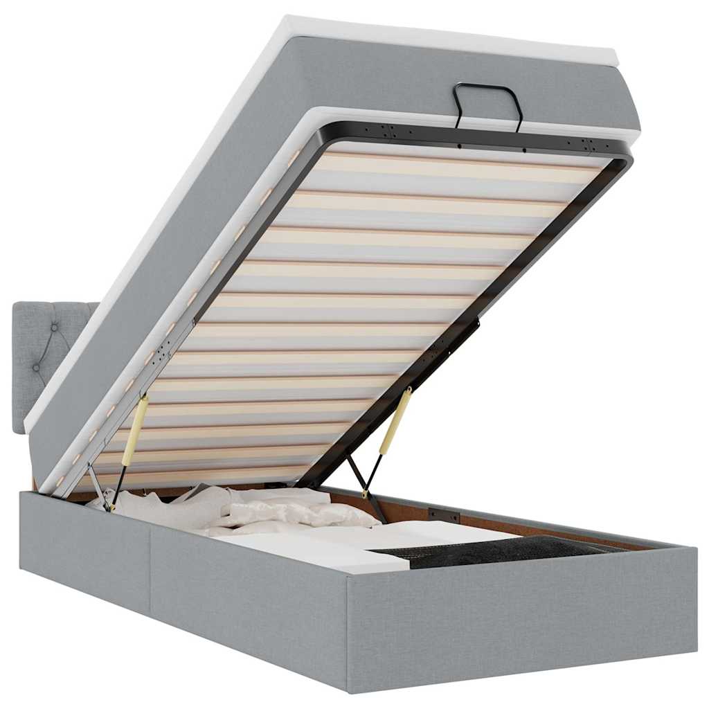 vidaXL Estructura de cama otomana con colchón tela gris claro 90x190cm