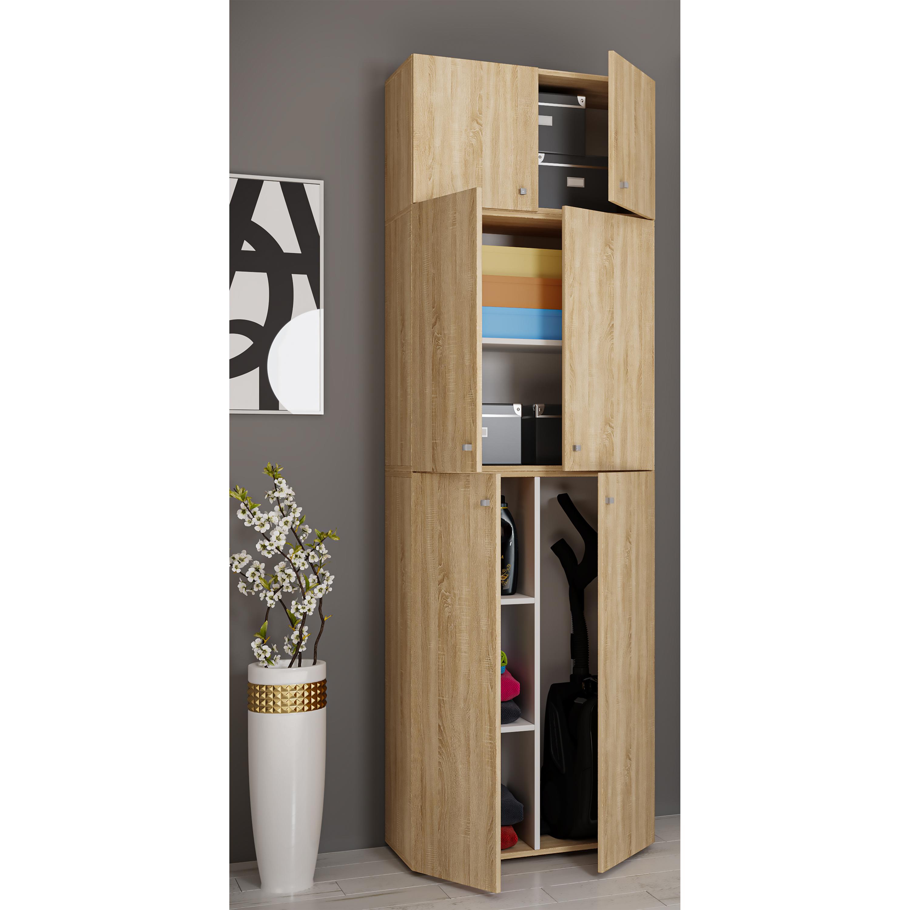 Escobero de madera Aspirador Armario de limpieza Armario doméstico Puertas batientes Lona A Escobero de madera Aspirador Armario de limpieza Armario doméstico Puertas batientes Lona A