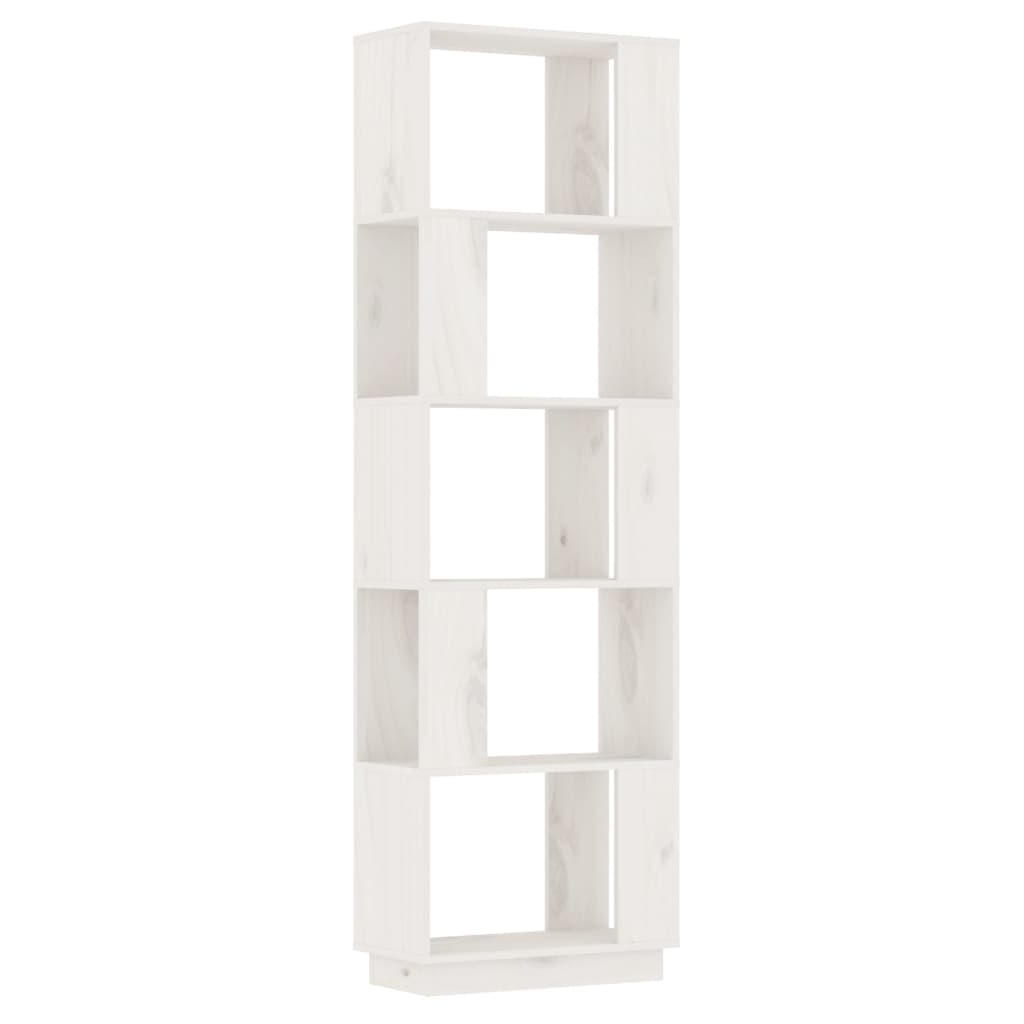 vidaXL Estantería/divisor de espacios madera maciza pino 51x25x163,5cm Natural, Blanco, Gris Mueble Almacenaje Estantería para Oficina, Estudio, Dormitorio Estantería/Librería/ mueble de Almacenamiento