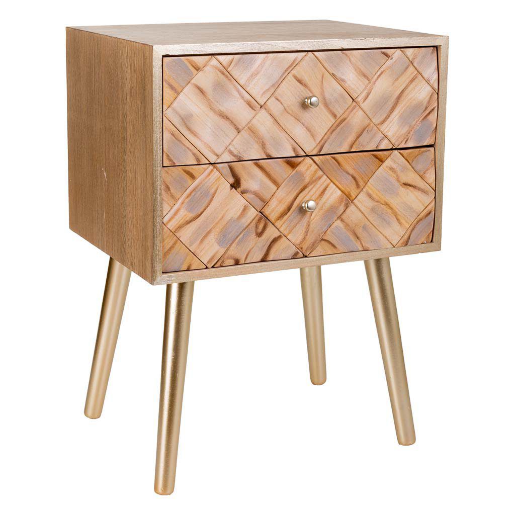 Mesita De Noche De Madera 2 Cajones 35x44,5x61cm, El mejor complemento para tu hogar