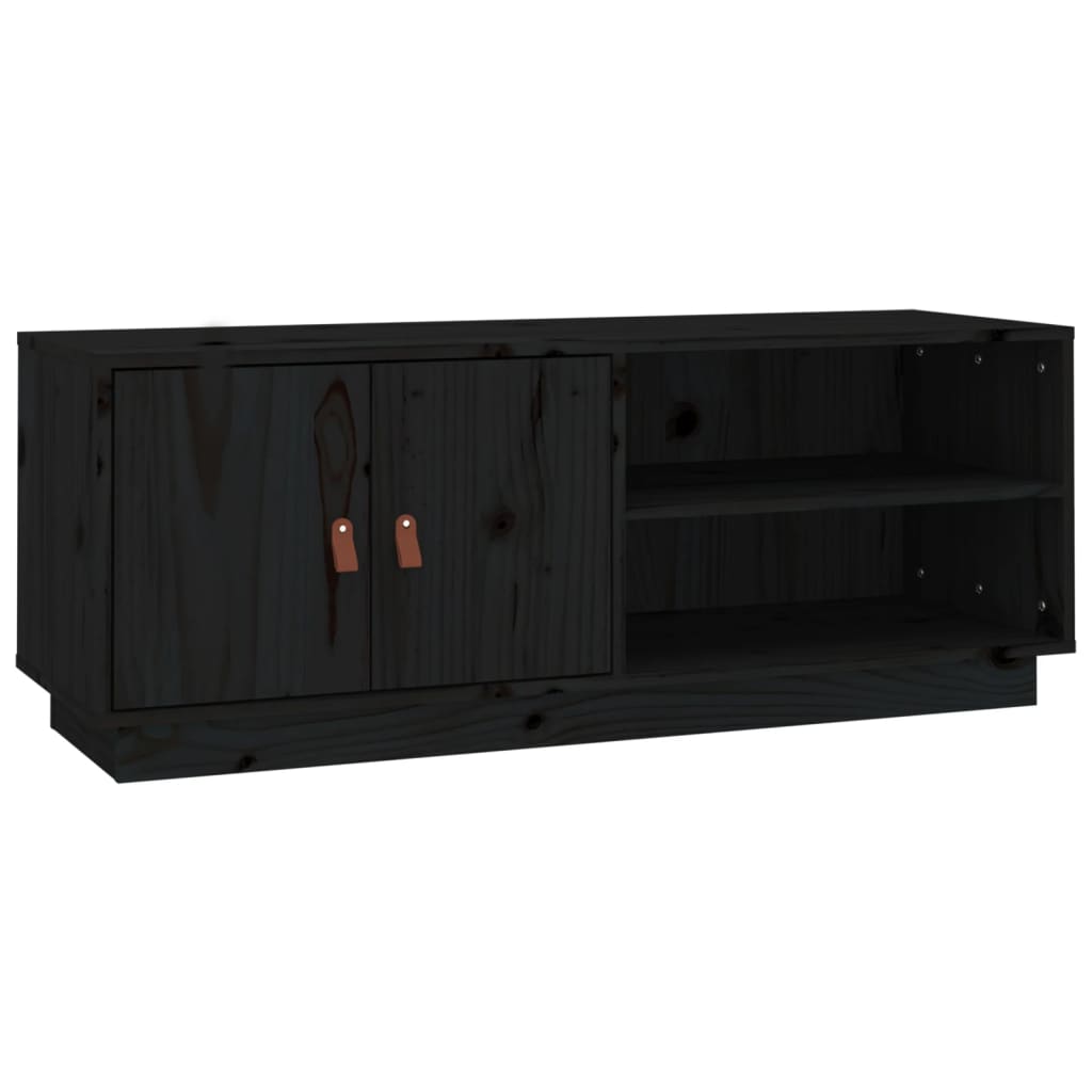 vidaXL Mueble de TV de madera maciza de pino negro 105x34x40 cm