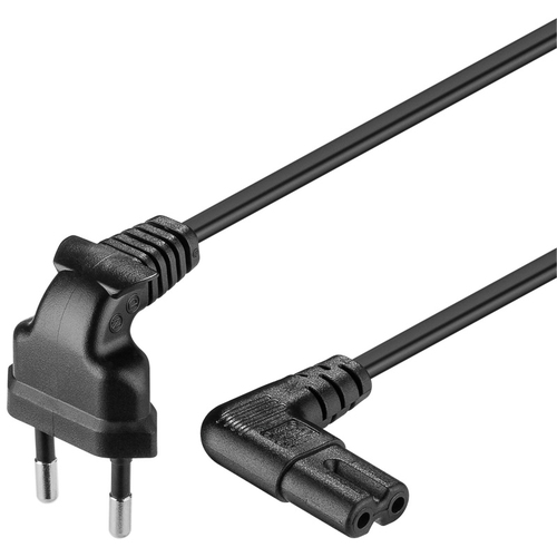 Goobay CEE 7/16 - IEC-60320-C7 - Cable (2 m, Macho/Macho, CEE7/16, C7 acoplador, Negro)