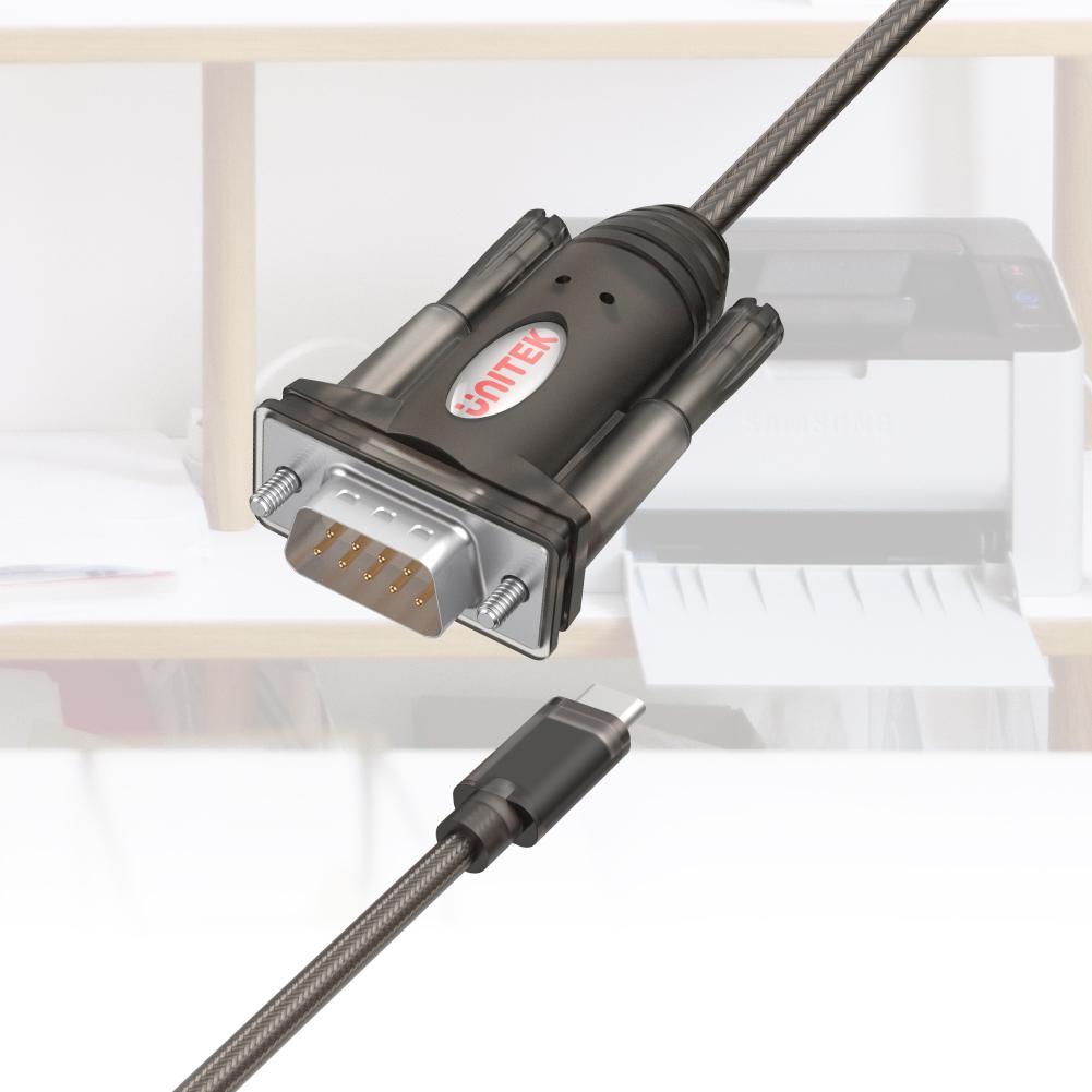Conversor USB C a Serie RS-232 Unitek - Cable 1,5m - Compatible Windows Server 2003/Server 2008/Linux - Color Negro