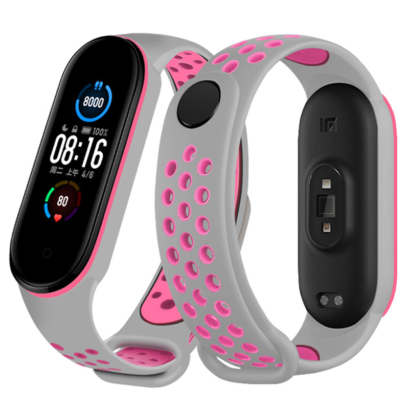 Correas de silicona deportiva para Xiaomi Mi Band 5 Mi Band 6 pulseras porosas ajustables con cierre de botón y tejido impermeable