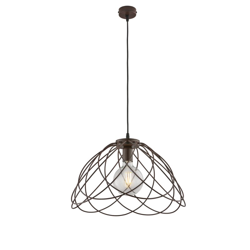 Lámpara de araña Pagoda en hierro lacado en negro con dec. Efecto óxido con cable eléctrico regulable 1 luz 132 Ø45 BL298-S1-RG - Belight