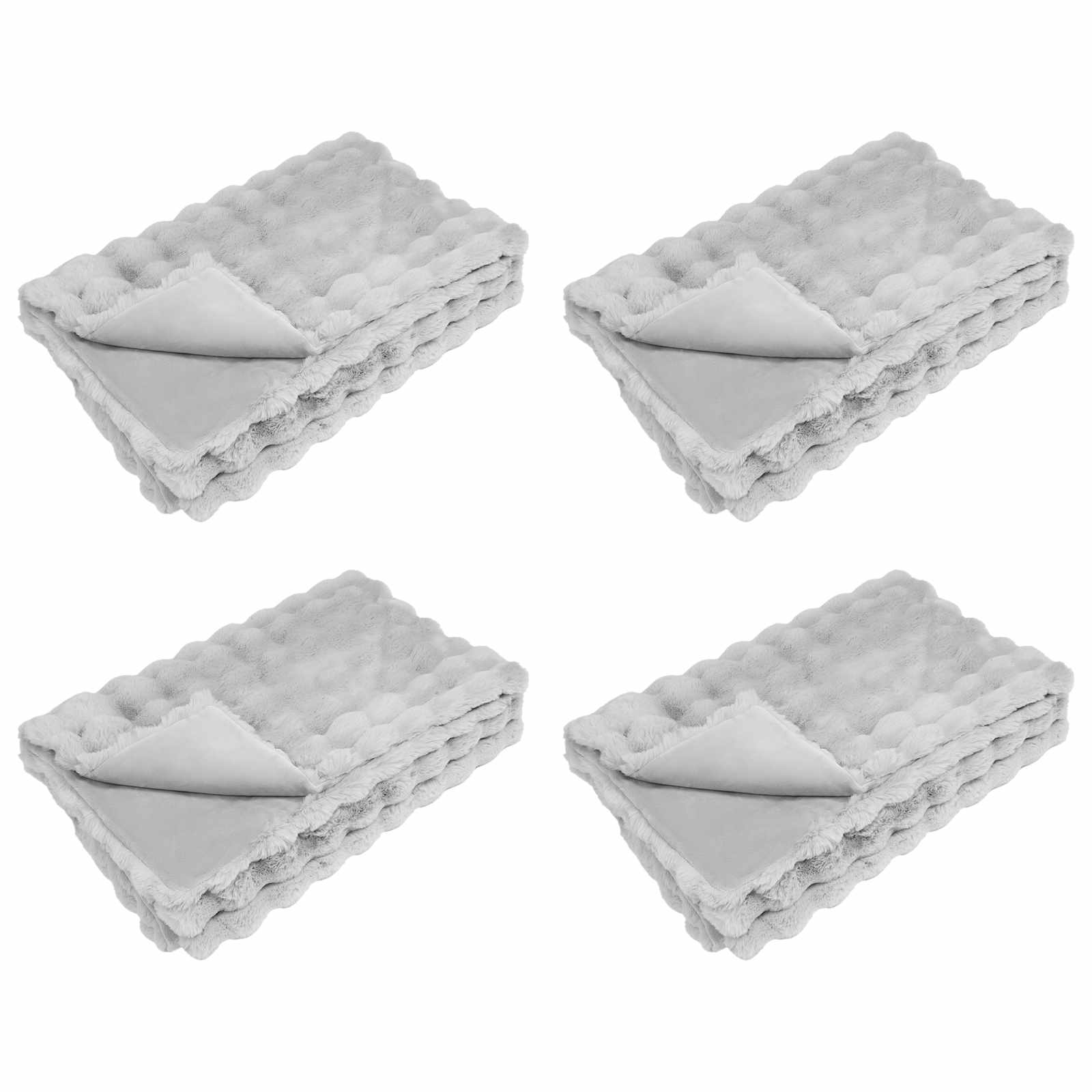 vidaXL Manta de de conejo sintético antideslizante Olite 4 pcs Gris