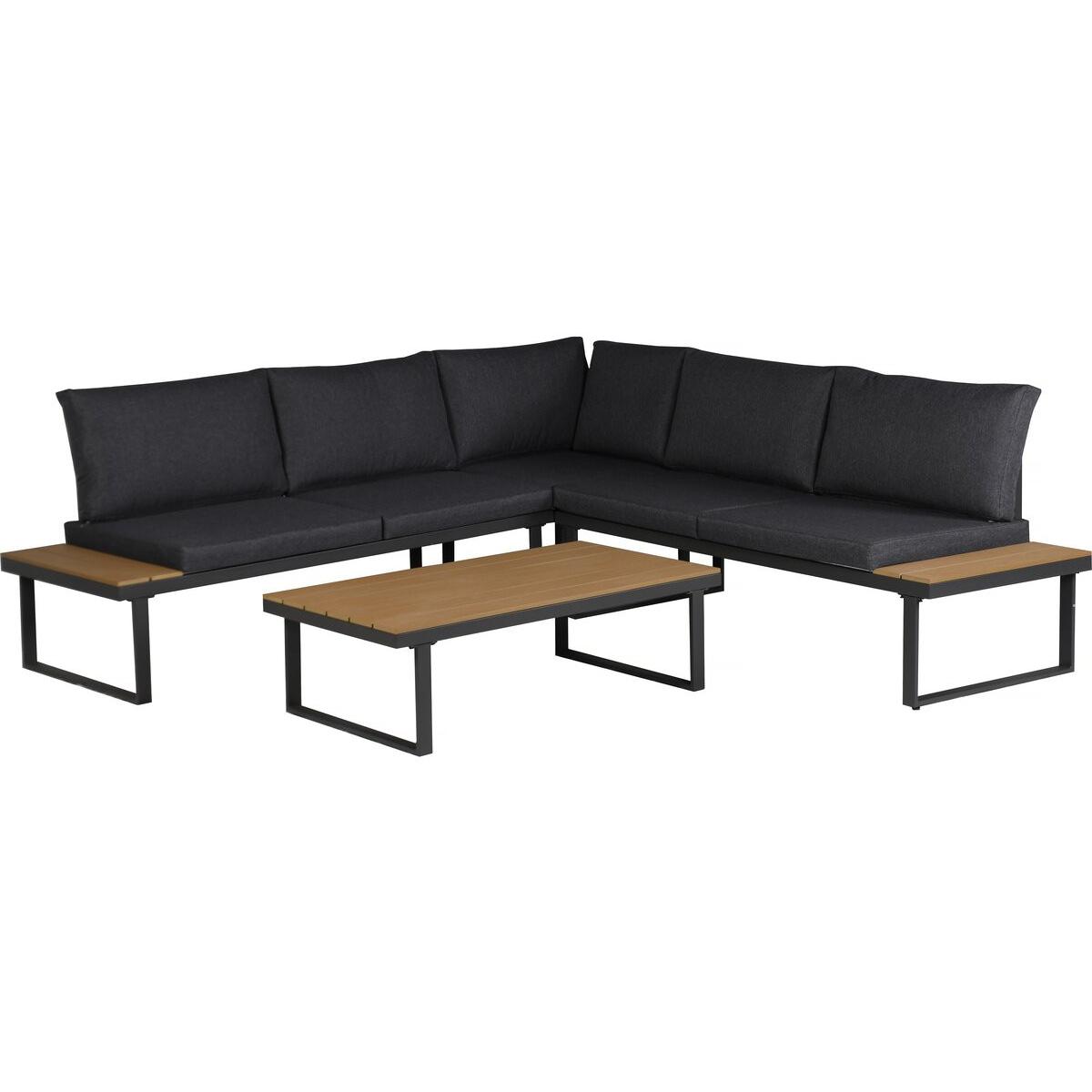 Habitat y Jardin - Sofá rinconera "Fiora" muebles de jardín - 5 plazas - Gris