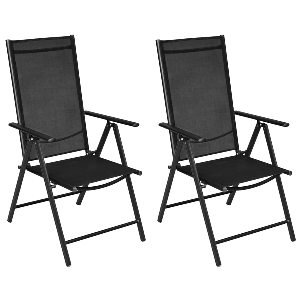 vidaXL Sillas plegables de jardín 2 uds aluminio y textilene negro