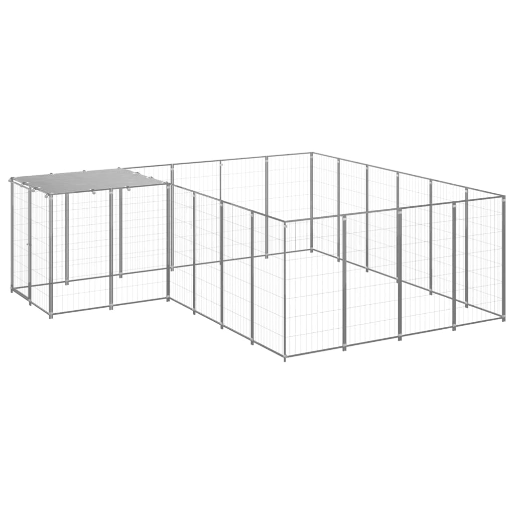 vidaXL Perrera 8,47 m² Acero Casa Jaula Perro Cachorro Recinto Mascota Color Plateado, Negro, y mas