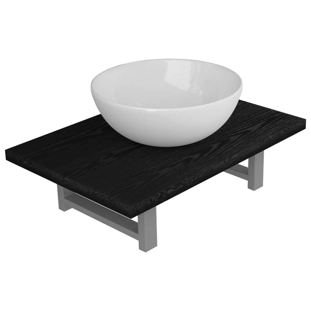 vidaXL Conjunto de muebles de baño 2 piezas cerámica negro