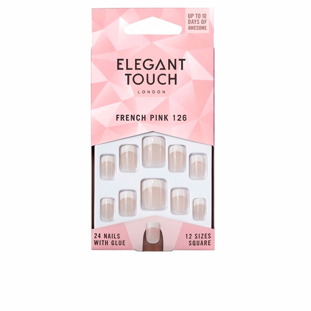 Elegant Touch - Elegant Touch
 | FRENCH pink nails with glue square #126-S 24 u | EN