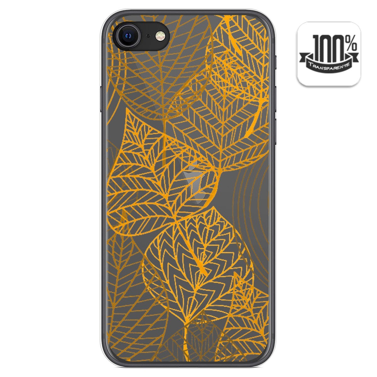 Tumundosmartphone Funda Gel Transparente para Iphone SE 2020 diseño Hojas Dibujos