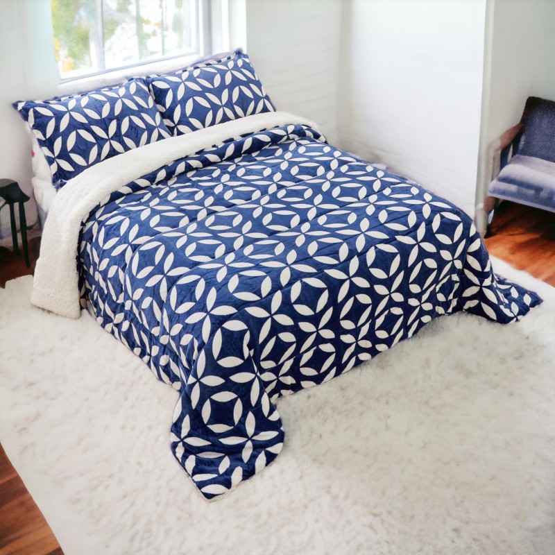 TIENDA EURASIA - Edredón Nórdico con Borreguito y Funda de Almohada, Estampado Moderno, Tacto Suave