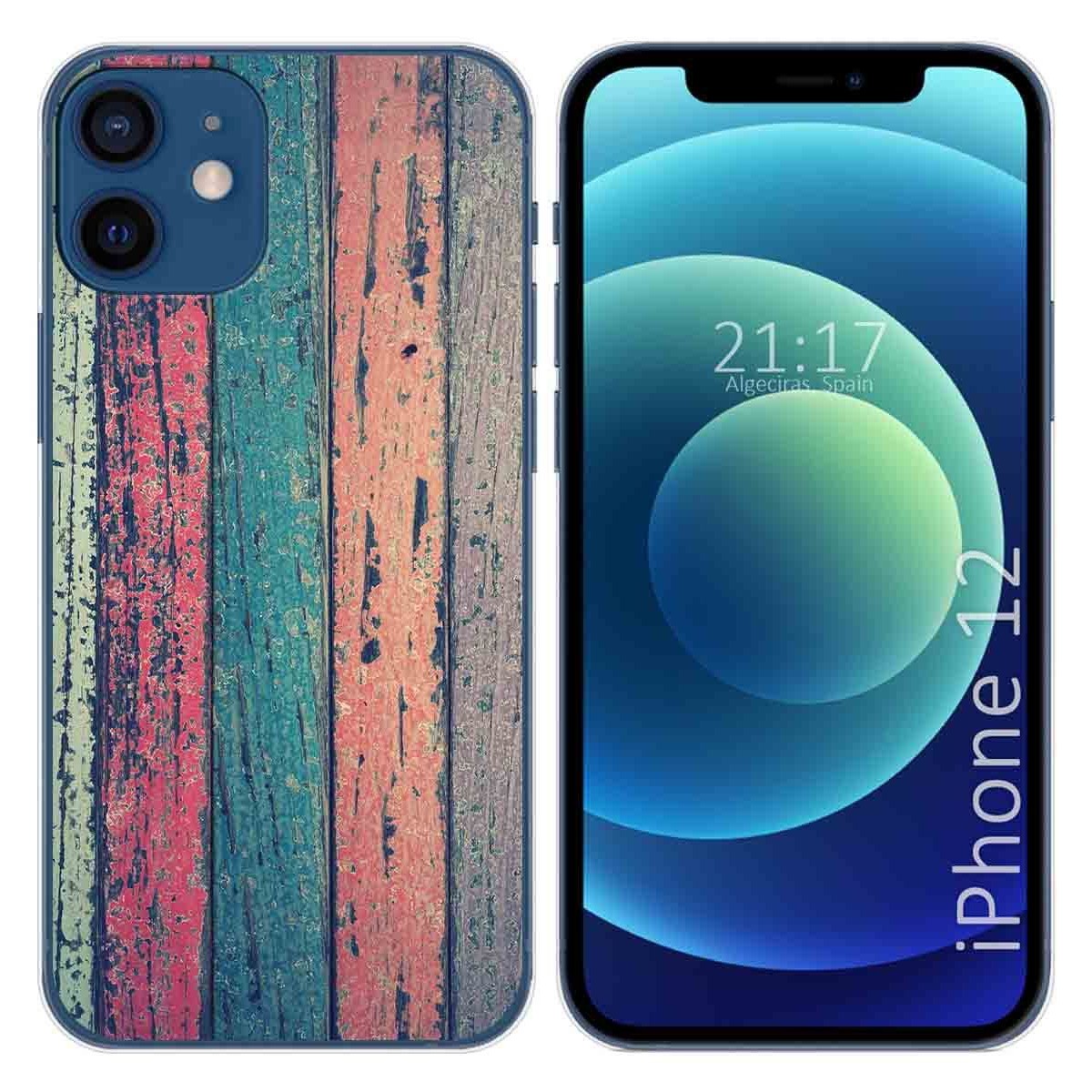 Tumundosmartphone Funda Gel Tpu para Iphone 12 / 12 Pro (6.1) diseño Madera 10 Dibujos