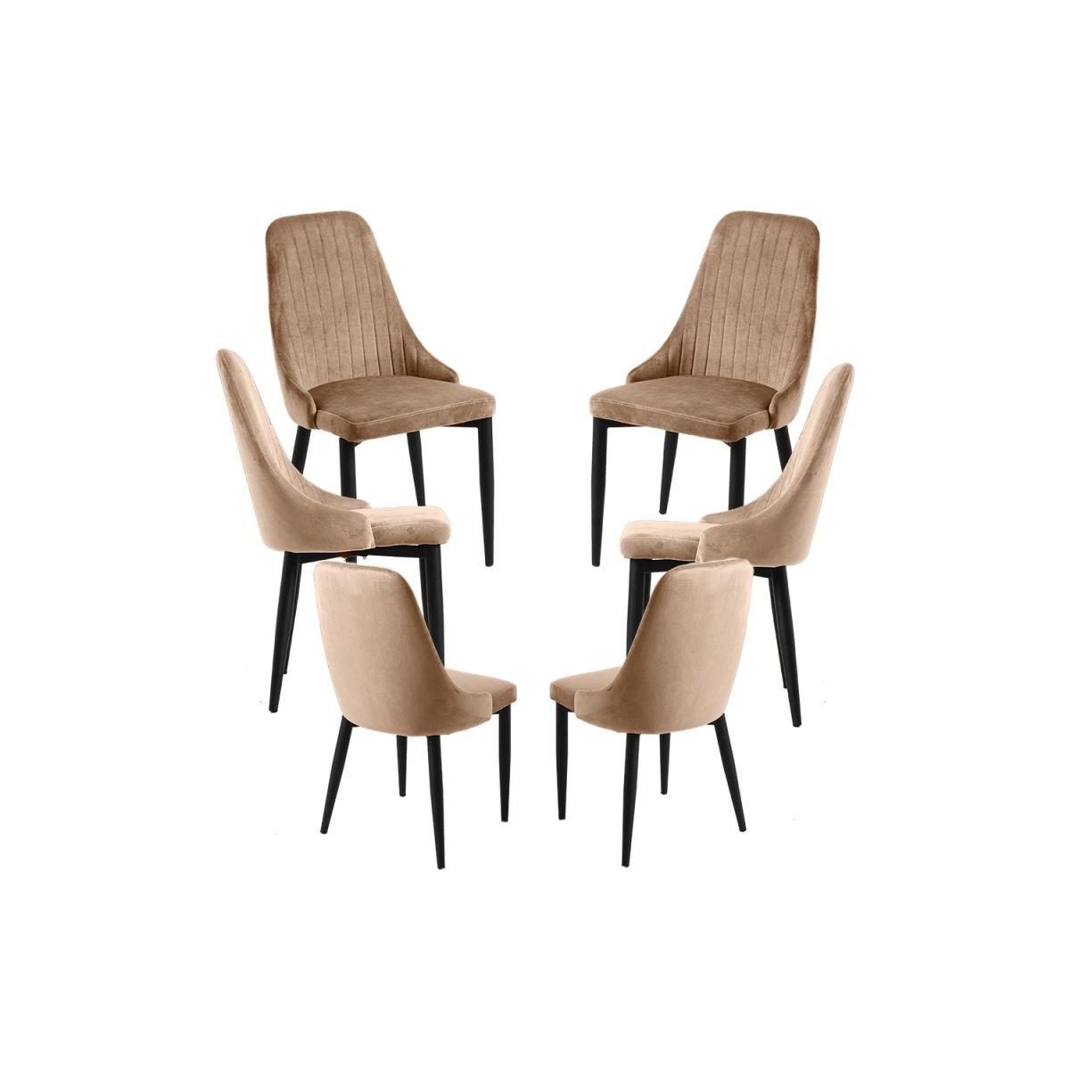 Regalos Miguel - Packs Sillas Comedor - Pack 6 Sillas Kan Terciopelo - Marrón Claro