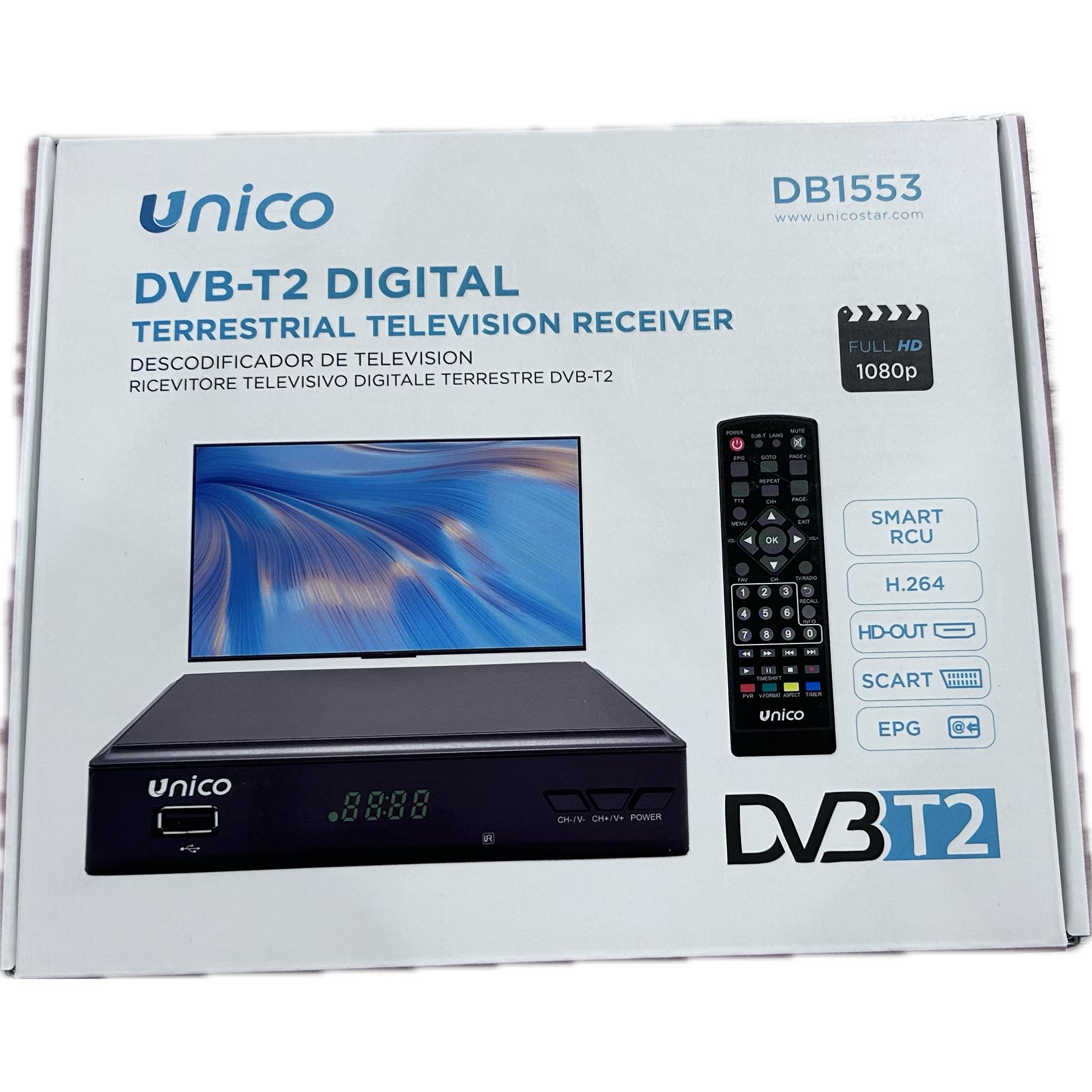 Decodificador Sintonizador DVB-T2 Hevc H.265 Full Hd 1080I/P (compatible apagón 2024) USB HDMI LAN EUROCONECTOR