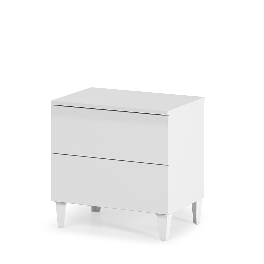 MESITA NOCHE 2 CAJONES 49X50X34 CM BLANCO BRILLO