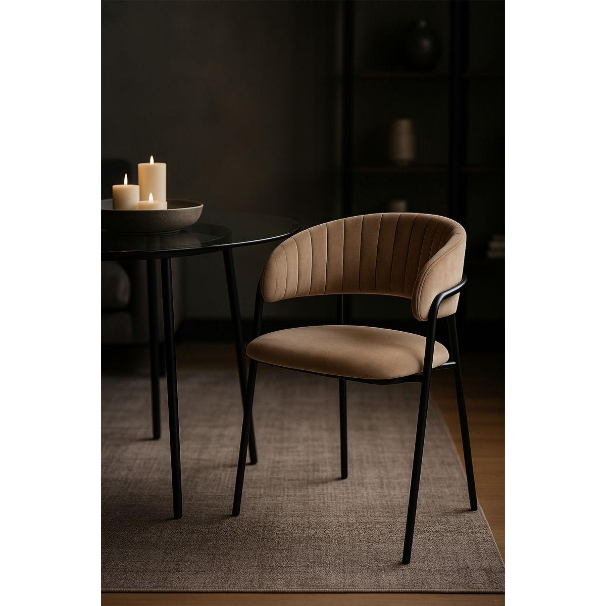 Regalos Miguel - Sillas Comedor - Silla Moniel Black Terciopelo - Champán