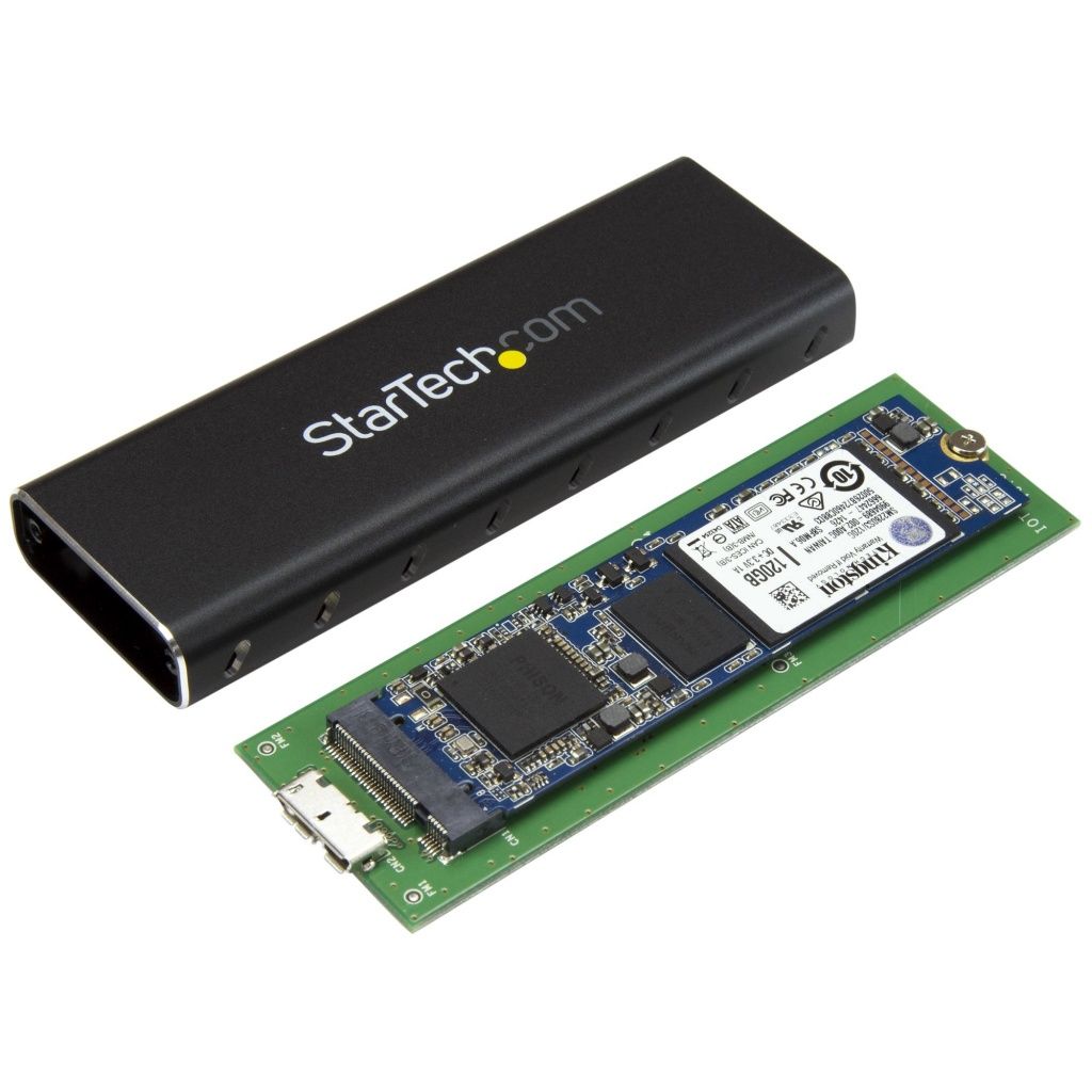 Startech - Caja externa para SSD M.2 NGFF SATA SM2NGFFMBU33 con carcasa de aluminio negro, USB 3.0 y soporte UASP hasta 6 Gbit/s
