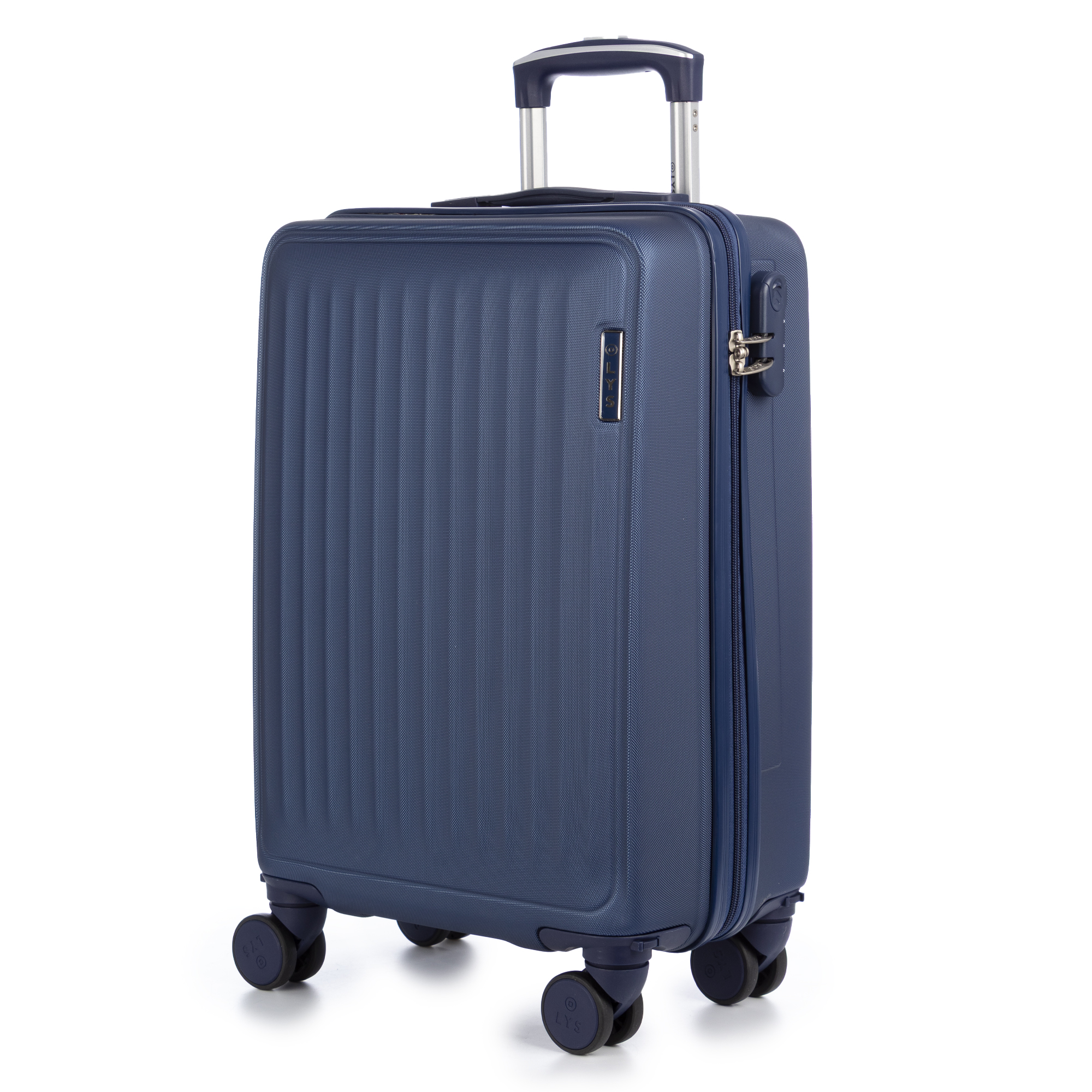 Maleta de cabina Trolley en material ligero de ABS de alta resistencia. Cerradura numérica y 4 ruedas dobles extraíbles y giratorias 360°.