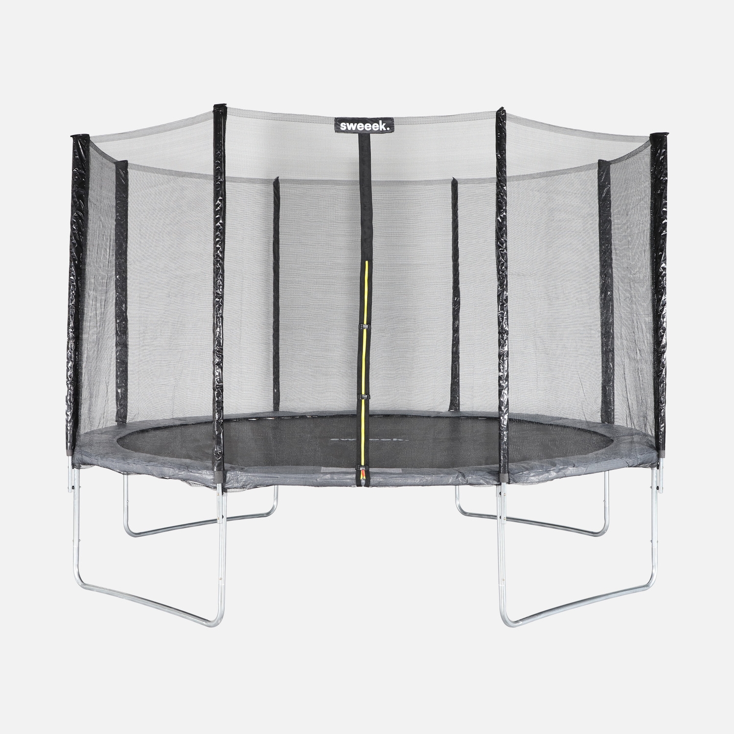 sweeek - Cama elástica con protección red de 370cm , Saturne , 365x365x80