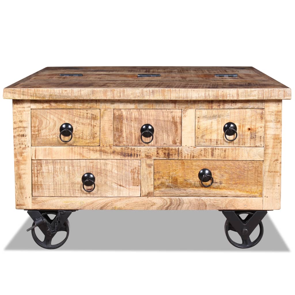 Mesa de Centro Vidaxl Madera Maciza Reciclada 70x70x38 Cm Multicolor Marrón