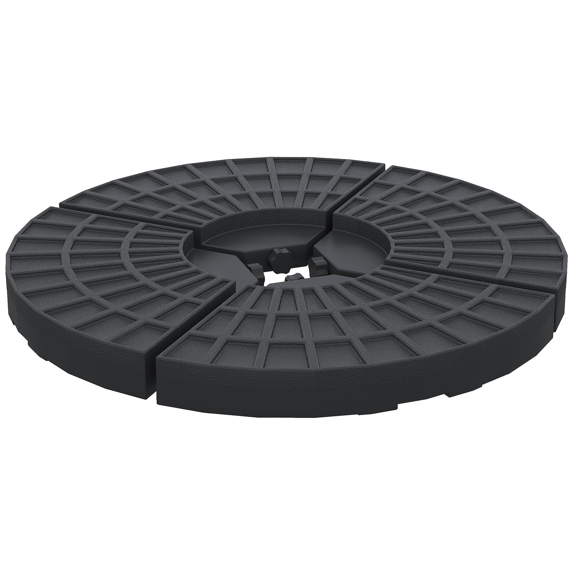 Outsunny Peso para Base de Sombrilla de 4 Piezas Base para Sombrilla Redondo Rellenable de Agua 52 Litro Arena 60 kg o Mixto 70 kg para Base Cruzada Negro