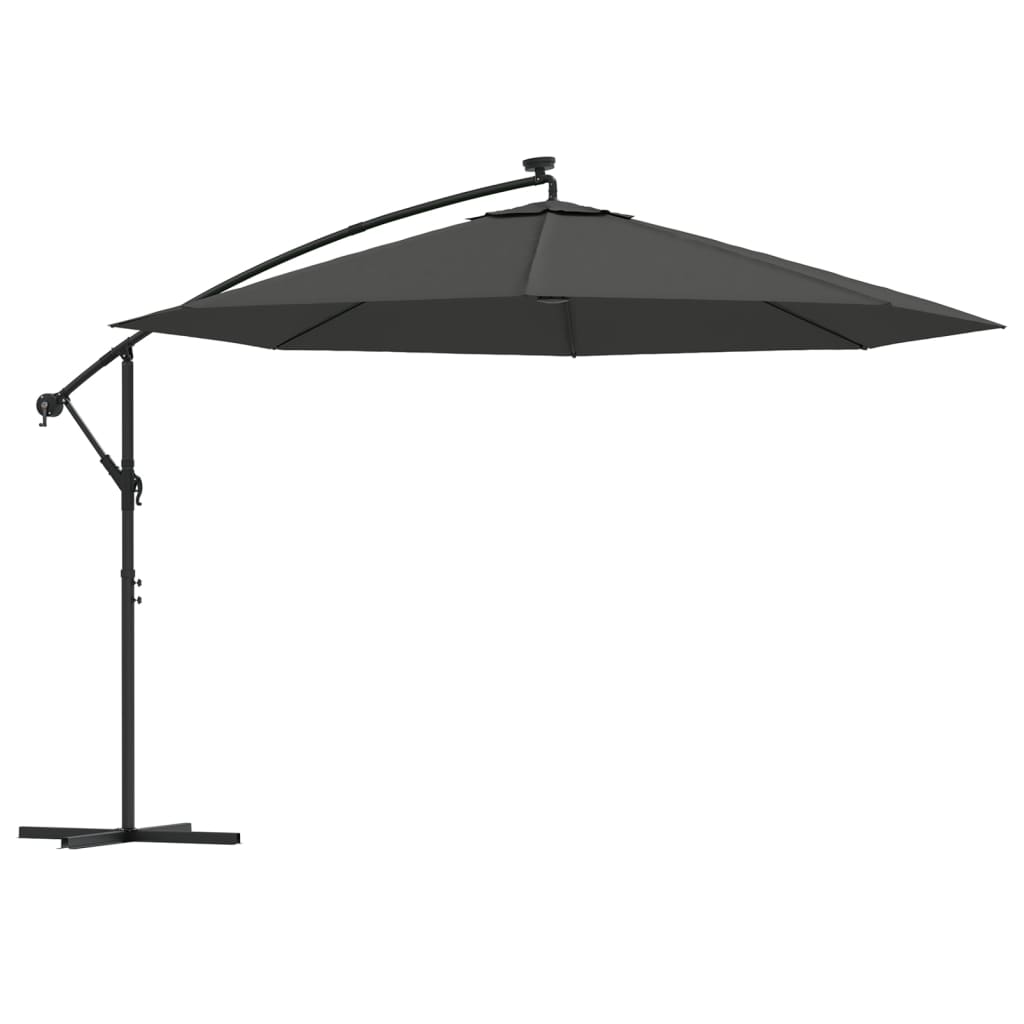 vidaXL Sombrilla voladiza con luces LED 350 cm Color Arena, Verde, Antracita