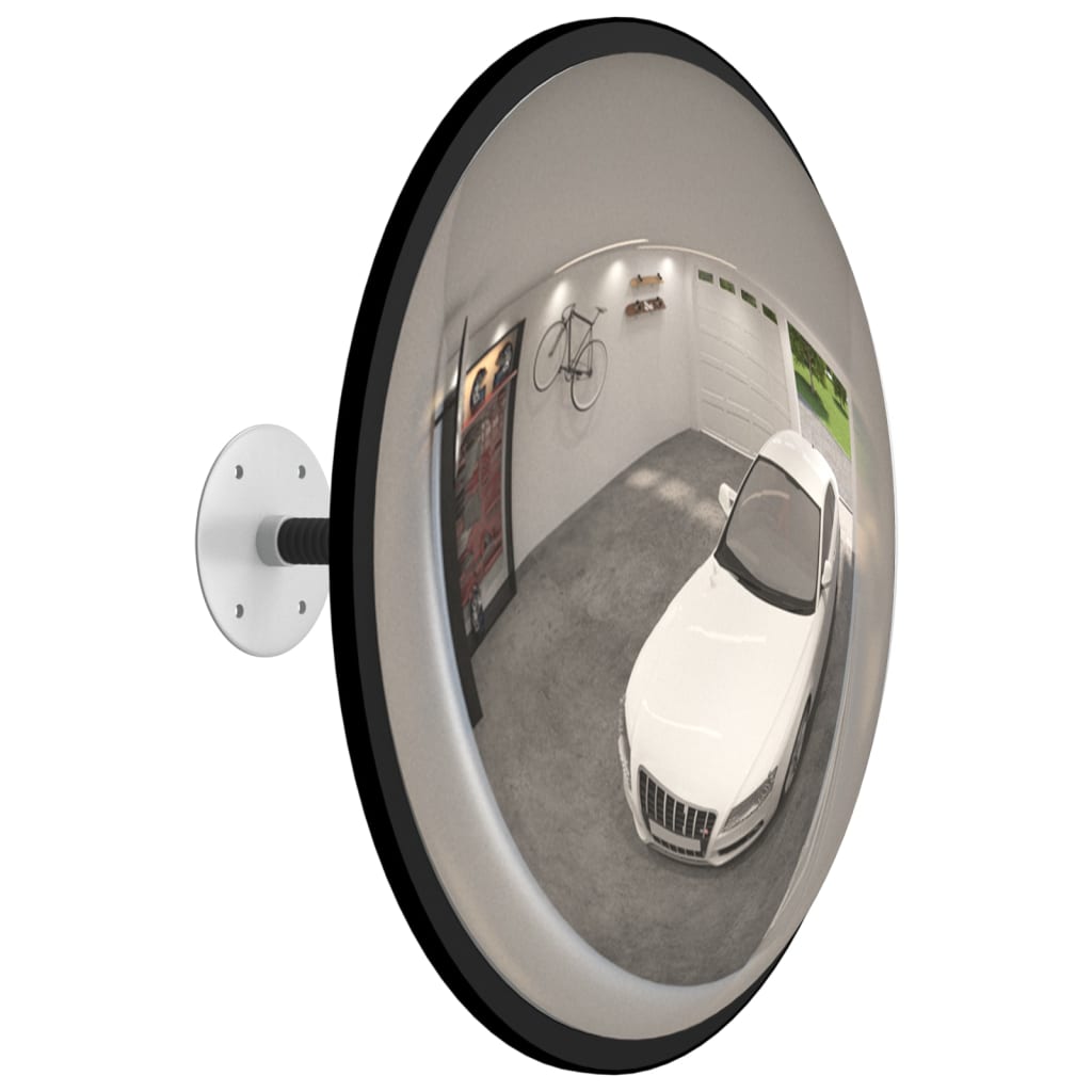 vidaXL Espejo Convexo de Tráfico Acrílicio Negro Retrovisor de Seguridad Dimensiones Ø 30 cm, Ø 40 cm