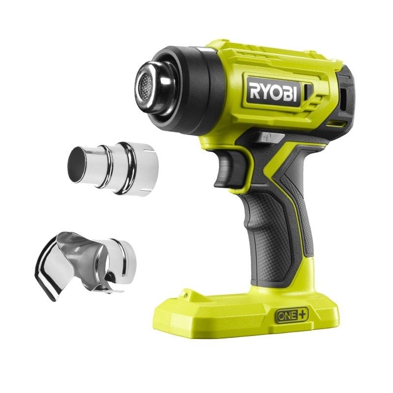 RYOBI - Decapador Pistola Térmica 18V ONE+ - 470°C, 170 L/min - LED, Mango GripZone, Interruptor de Seguridad - Entregado con 2 Boquillas (1 Reductor y 1 Reflector) sin Batería ni Cargador - R18HG-0