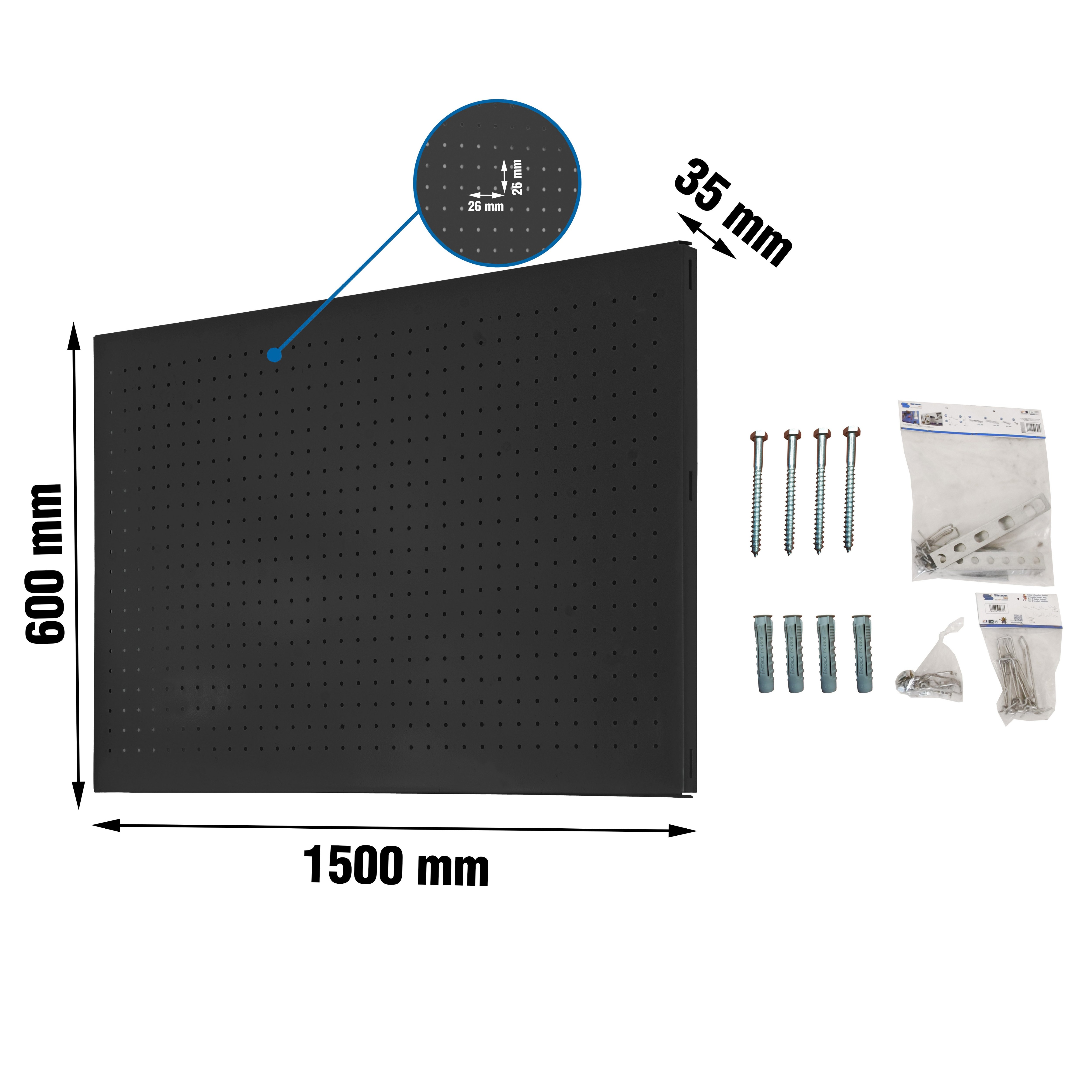 Estantería SIMONRACK Panelclick 1500x600 antracita + 22 hook + 8 acce
