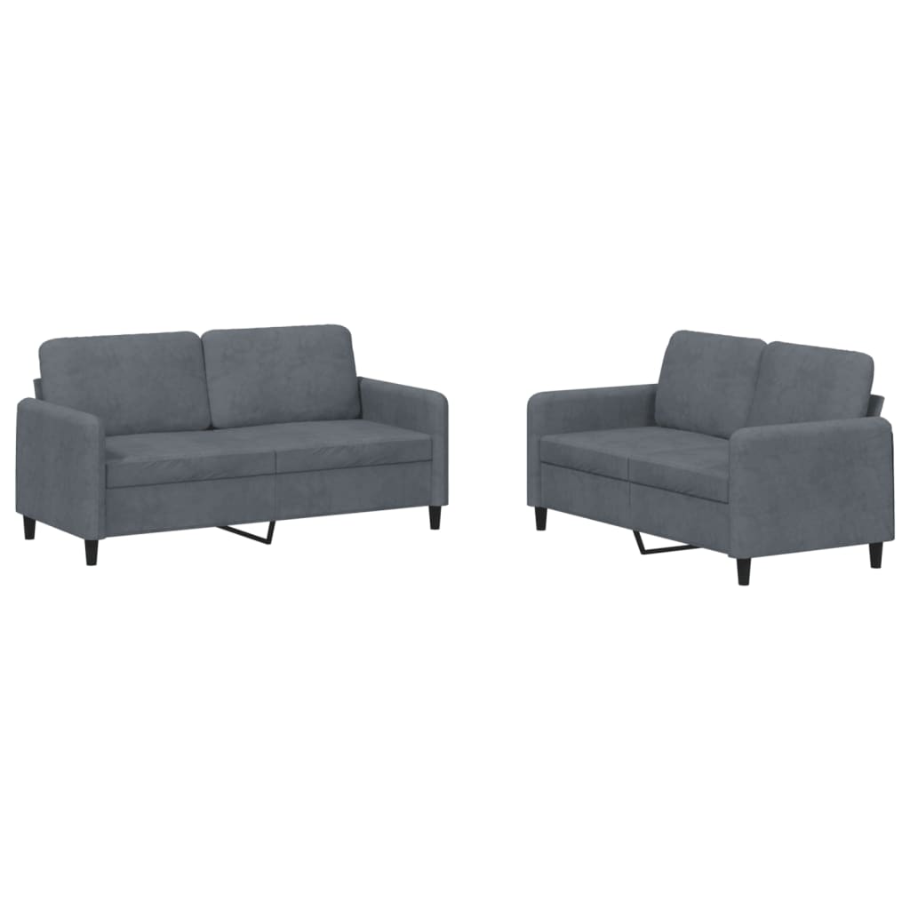 vidaXL Juego de sofás 2 piezas terciopelo gris oscuro