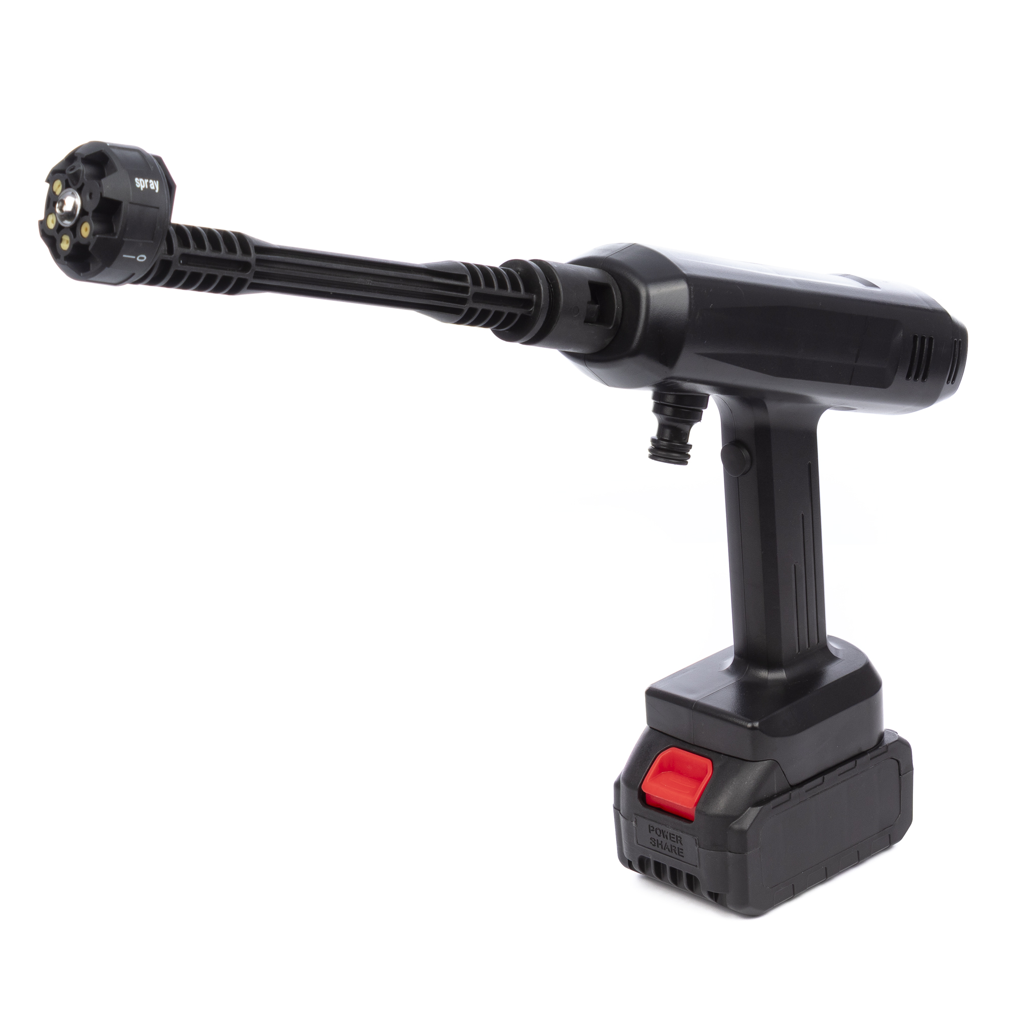 DAM.Pistola de lavado a presión con DOBLE BATERIA extraíble de 13000 mAh y 3 adaptadores de lavado diferentes. 180W y 10 bares de presión. 23x7x25cm