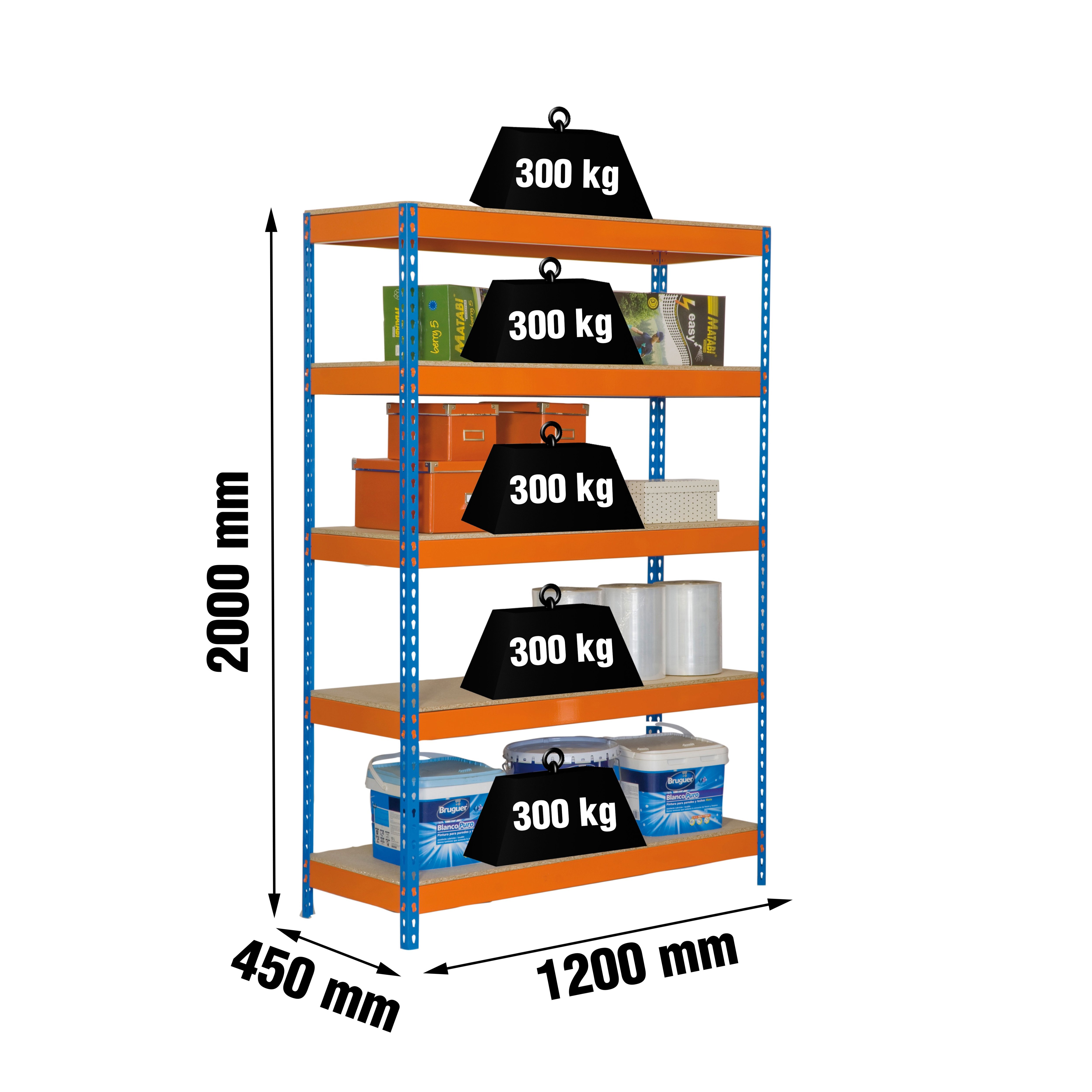 Estantería SIMONRACK Bricoforte 1204-5 chipboard azul/naranja/mader