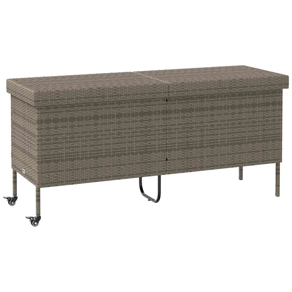 vidaXL Caja almacenaje jardín ruedas ratán sintético gris 160x55x75 cm